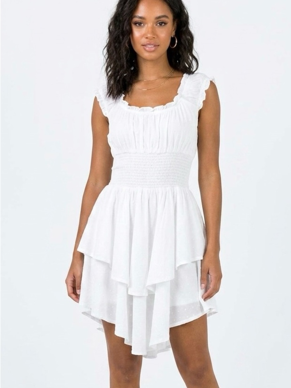 Princess Polly White Ruffled High-Low Sundress
